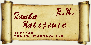 Ranko Malijević vizit kartica